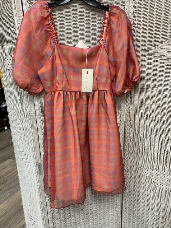 Endless Rose Dresses & Skirts - Endless Rose Coral-Pink Plaid Puff-Sleeve Mini Dress NWT